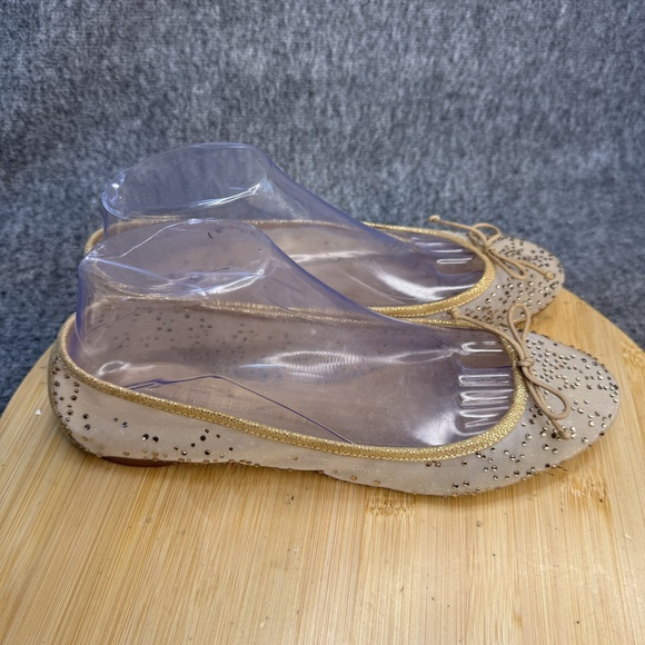 Agl Shoes - Adrianna Papell Ballet Flats Womens Size 9M EUR 39 Beige Gold Studded Shoes Bow